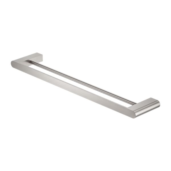 Nero | Bianca 800 mm Brushed Nickel Double Towel Rail