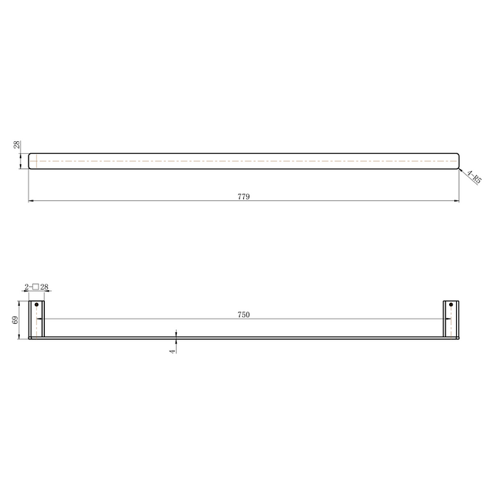 Nova Champagne 750mm Single Towel Rail