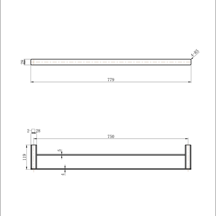 Nova Gun Metal 750mm Double Towel Rail