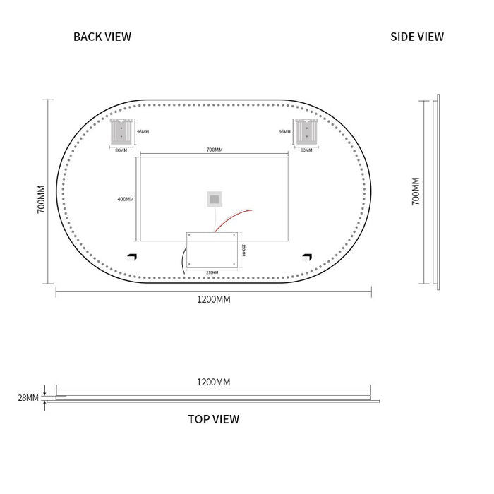 Indulge | Oval Pill Touchless 1200 x 700 LED Mirror - Three Light Temperatures - Acqua Bathrooms