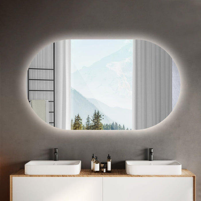 Indulge | Oval Pill Touchless 1200 x 700 LED Mirror - Three Light Temperatures - Acqua Bathrooms