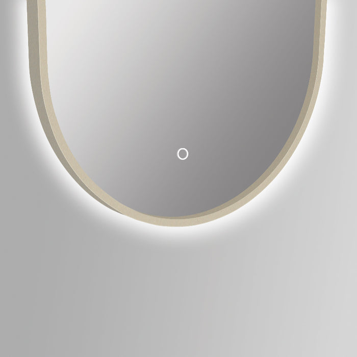 Oval 450 x 900mm Brushed Brass LED Mirror - Three Light Temperatures