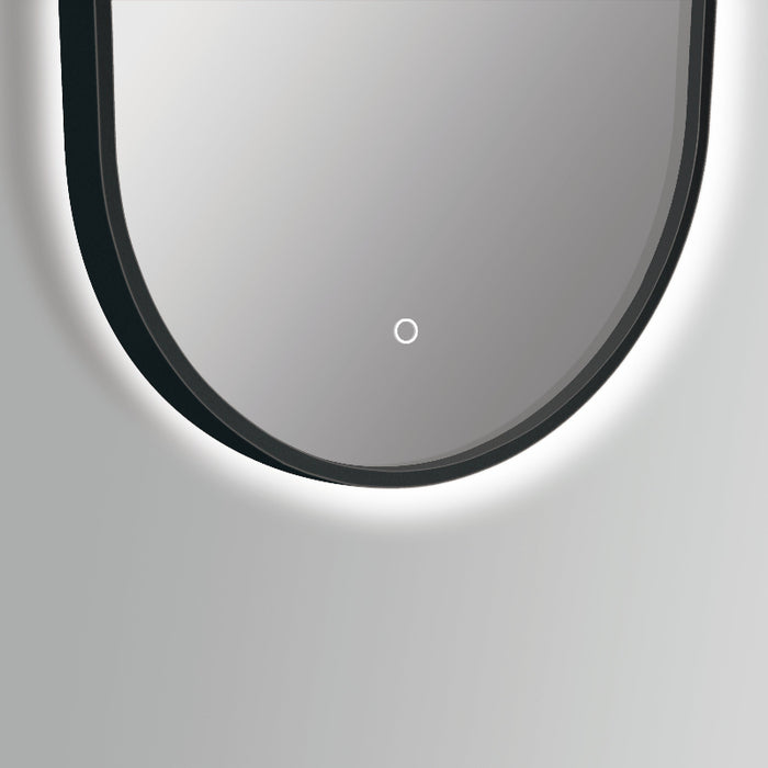 Oval 450 x 900mm Matte Black LED Mirror - Three Light Temperatures