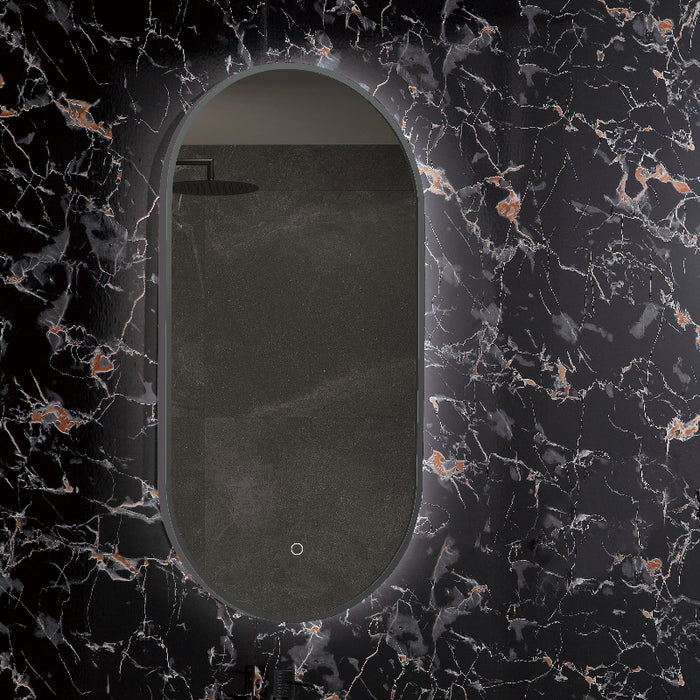 Oval 450 x 900mm Gun Metal LED Mirror - Three Light Temperatures