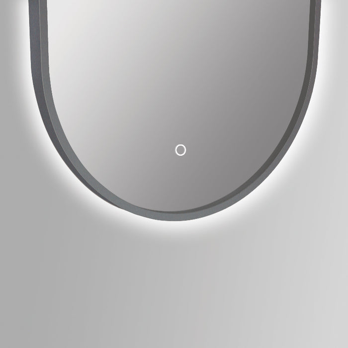 Oval 450 x 900mm Gun Metal LED Mirror - Three Light Temperatures