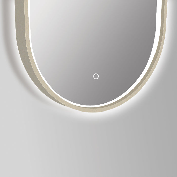 Oval 450 x 900mm Front Lit Brushed Brass LED Mirror - Three Light Temperatures