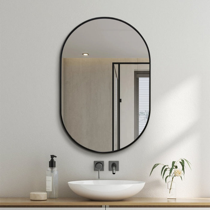 Indulge | Oval Matte Black 600 x 900 Framed Mirror - Acqua Bathrooms
