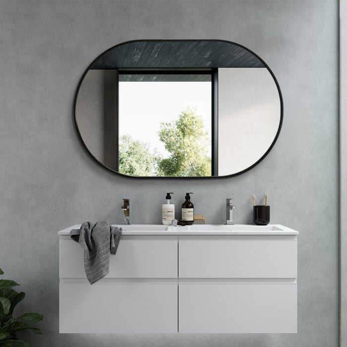 Indulge | Oval Matte Black 600 x 900 Framed Mirror - Acqua Bathrooms