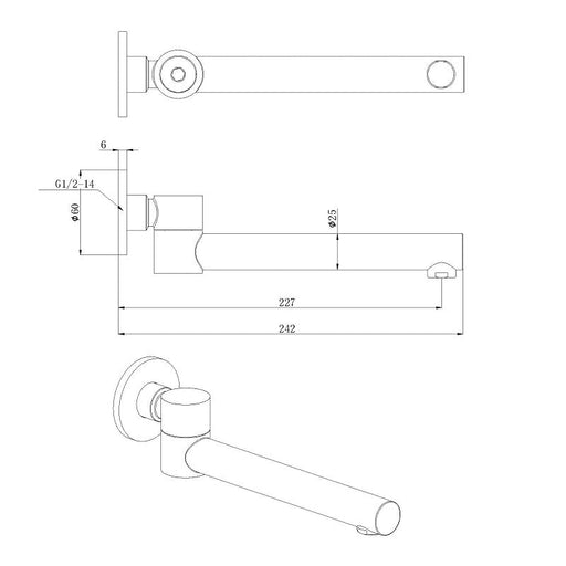 Hali Gun Metal Round Swivel Bath Spout - Acqua Bathrooms