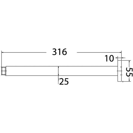 Messina Ruki Brushed Nickel Square Ceiling 300mm Shower Arm - Acqua Bathrooms