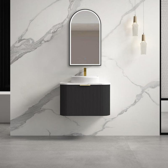 Infinity | Rio 600 Curved Fluted Matte Black Wall Hung Vanity