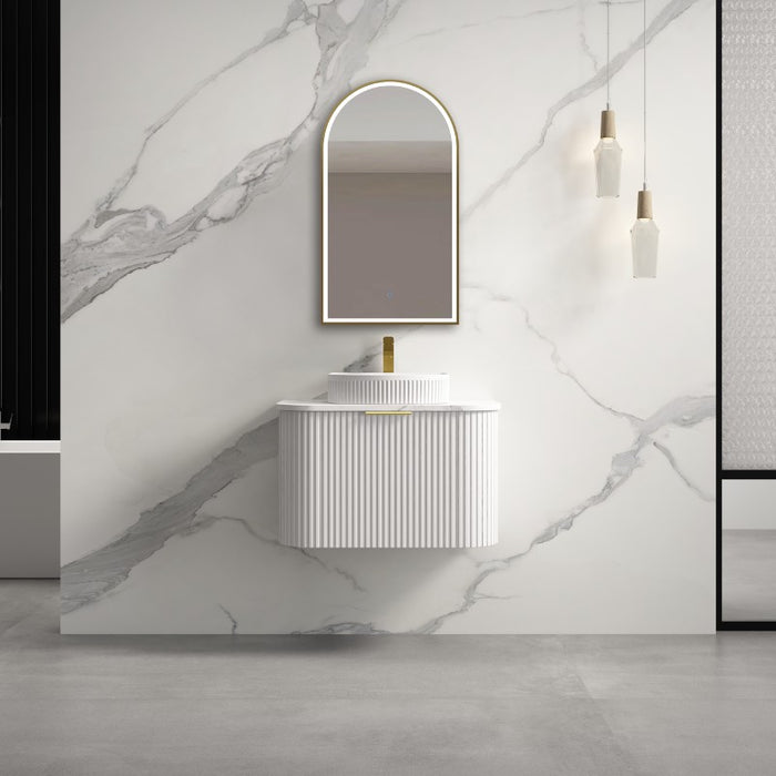 Infinity | Rio 600 Curved Fluted Matte White Wall Hung Vanity