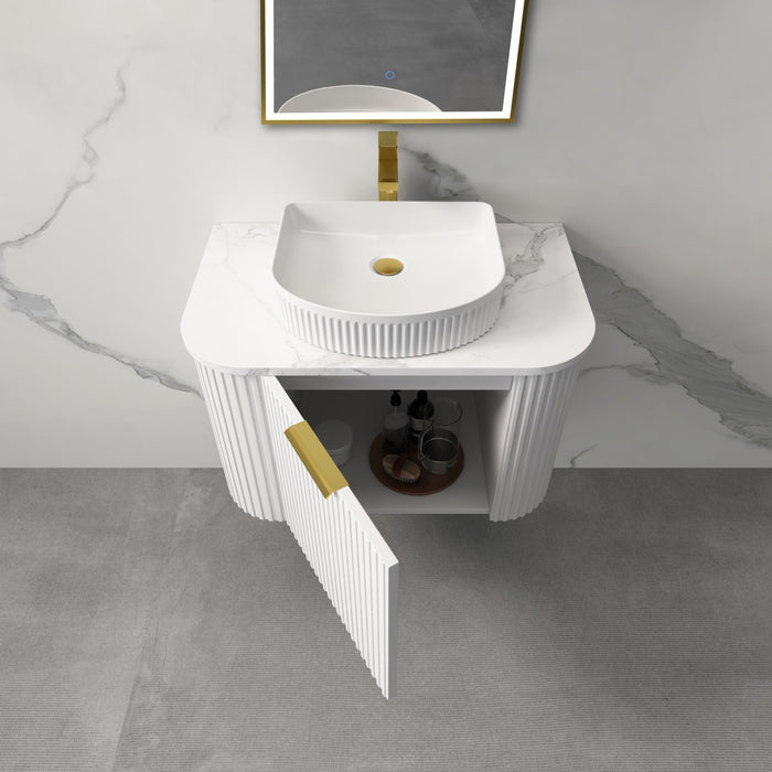 Infinity | Rio 600 Curved Fluted Matte White Wall Hung Vanity