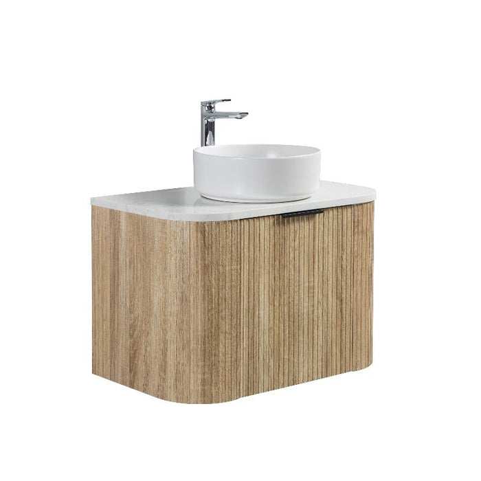 Ronda 600 Curved White Oak Fluted Wall Hung Vanity