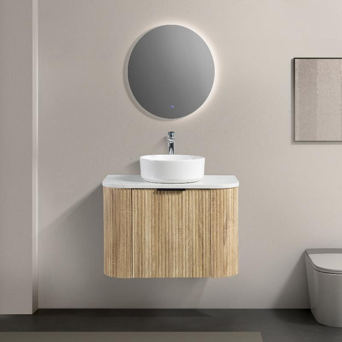 Ronda 600 Curved White Oak Fluted Wall Hung Vanity