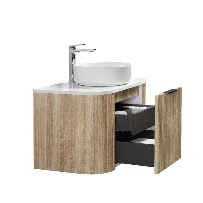 Ronda 600 Curved White Oak Fluted Wall Hung Vanity