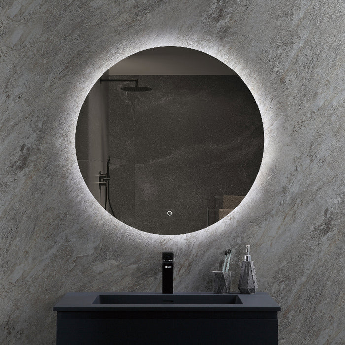 Round 800mm Frameless LED Mirror - Three Light Temperatures