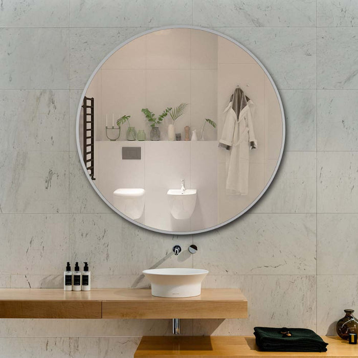 Indulge | Round 800mm Brushed Stainless Framed Mirror - Acqua Bathrooms