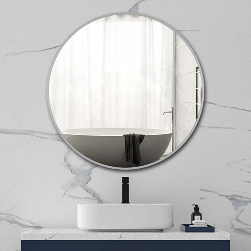 Indulge | Round 800mm Brushed Stainless Framed Mirror - Acqua Bathrooms