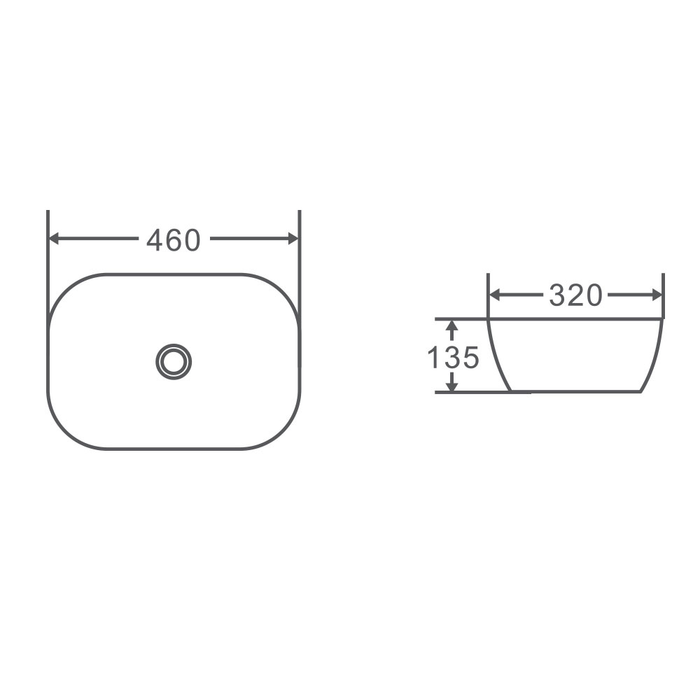 Rectangle Gloss White 460 x 320 x 135mm Above Counter Basin By Indulge® - Acqua Bathrooms