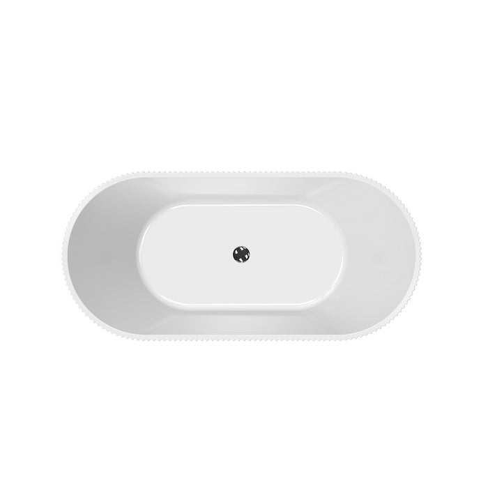 Ronda Fluted Gloss 1500mm V Groove Round Freestanding Bath