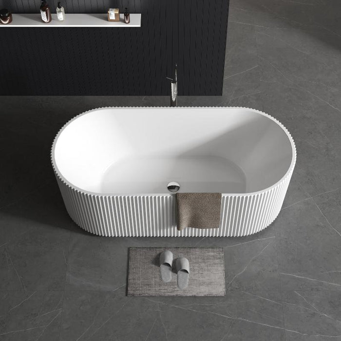 Ronda Fluted Gloss 1500mm V Groove Round Freestanding Bath