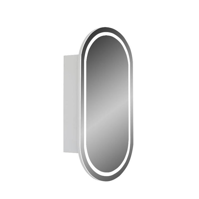 Oval Pill LED Matte White Shaving Cabinet - Indulge