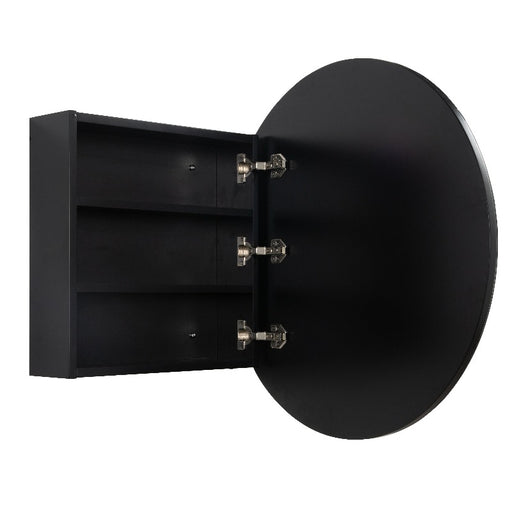 Round Matte Black 750mm Shaving Cabinet By Indulge® - Acqua Bathrooms