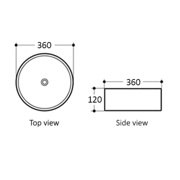 Artis 355mm Matte White Above Counter Basin - Straight Edges