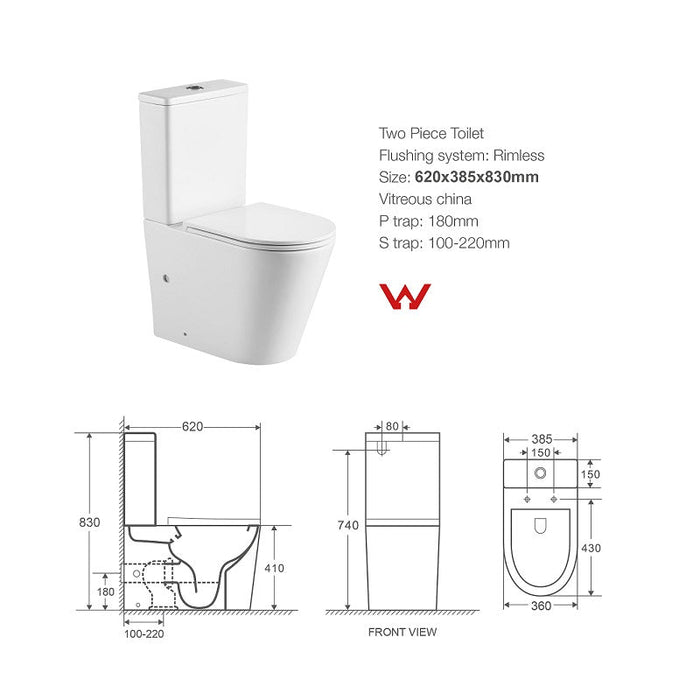 Cesena Rimless Short Projection Toilet Suite By Indulge® - Acqua Bathrooms