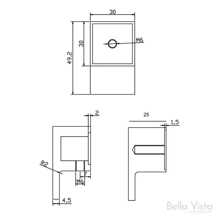 Brushed Nickel Square Lever Shower Screen Handle