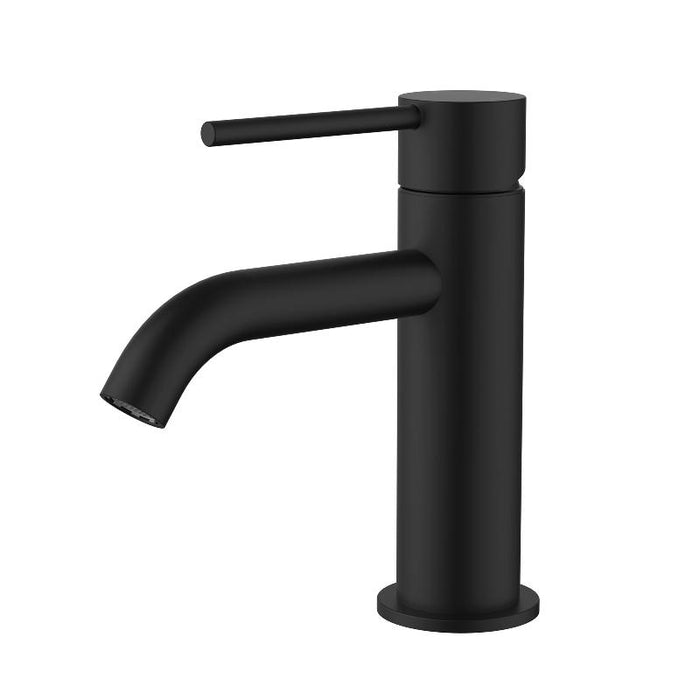 Star Mini Matte Black Basin Mixer - Curved Spout