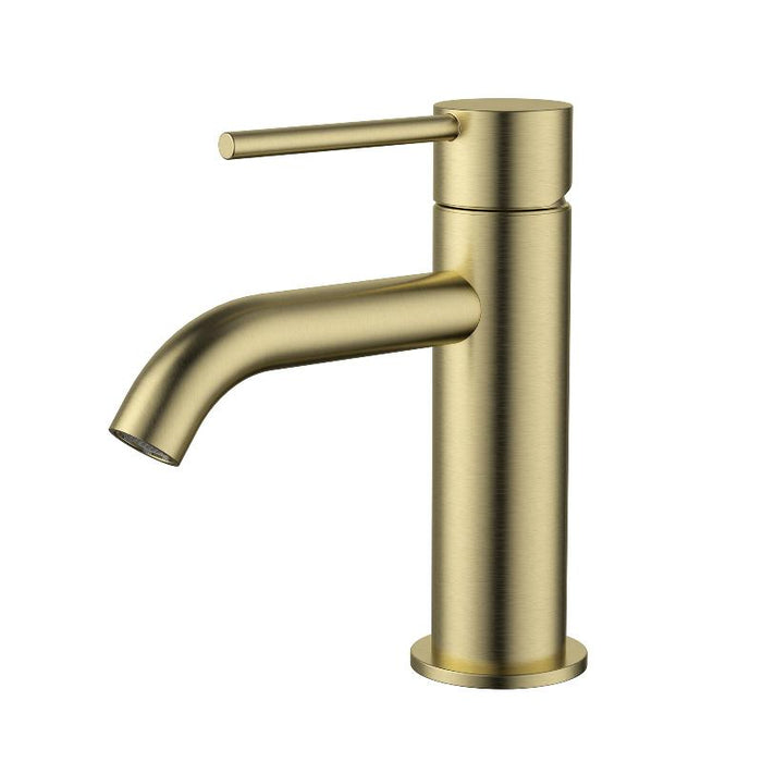 Star Mini Brushed Bronze Basin Mixer - Curved Spout