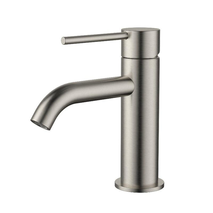 Star Mini Brushed Nickel Basin Mixer - Curved Spout