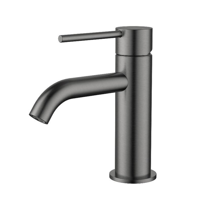 Star Mini Gun Metal Basin Mixer - Curved Spout