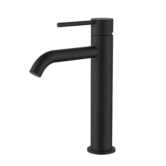 Star Mini Matte Black Mid Basin Mixer - Curved Spout