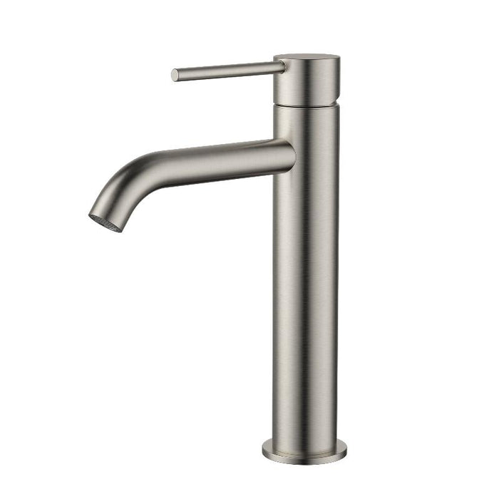 Star Mini Brushed Nickel Mid Basin Mixer - Curved Spout