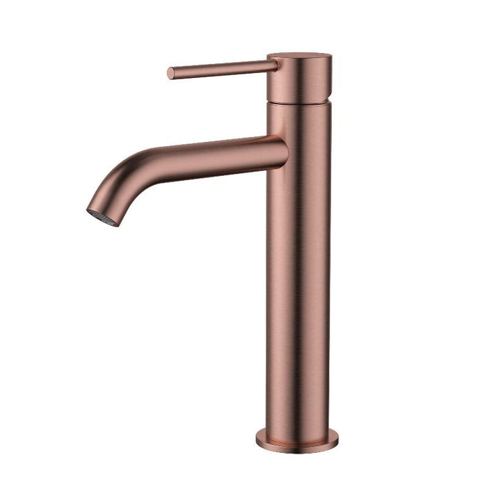 Star Mini Champagne Mid Basin Mixer - Curved Spout