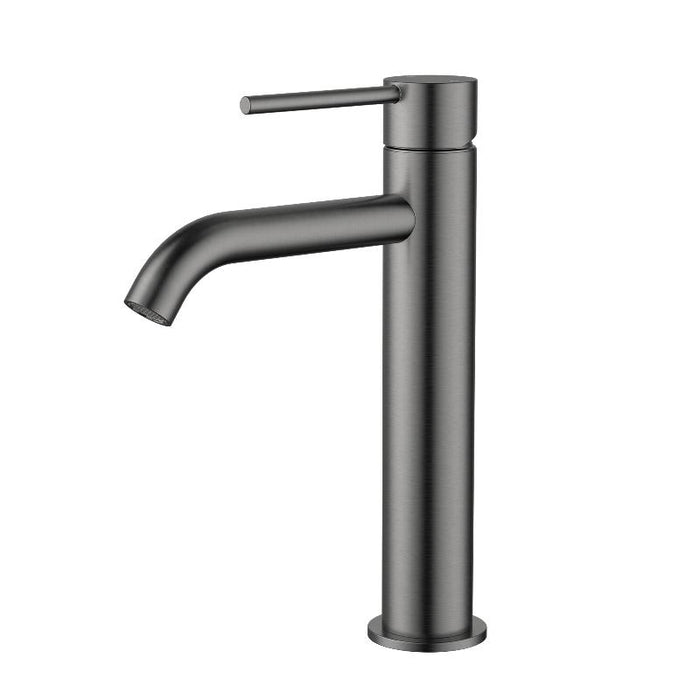 Star Mini Gun Metal Mid Basin Mixer - Curved Spout