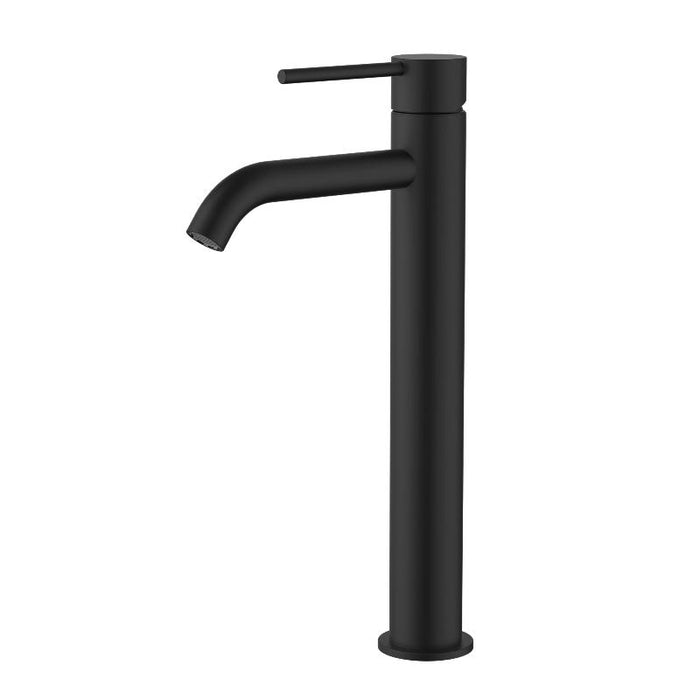 Star Mini Matte Black Tall Basin Mixer - Curved Spout