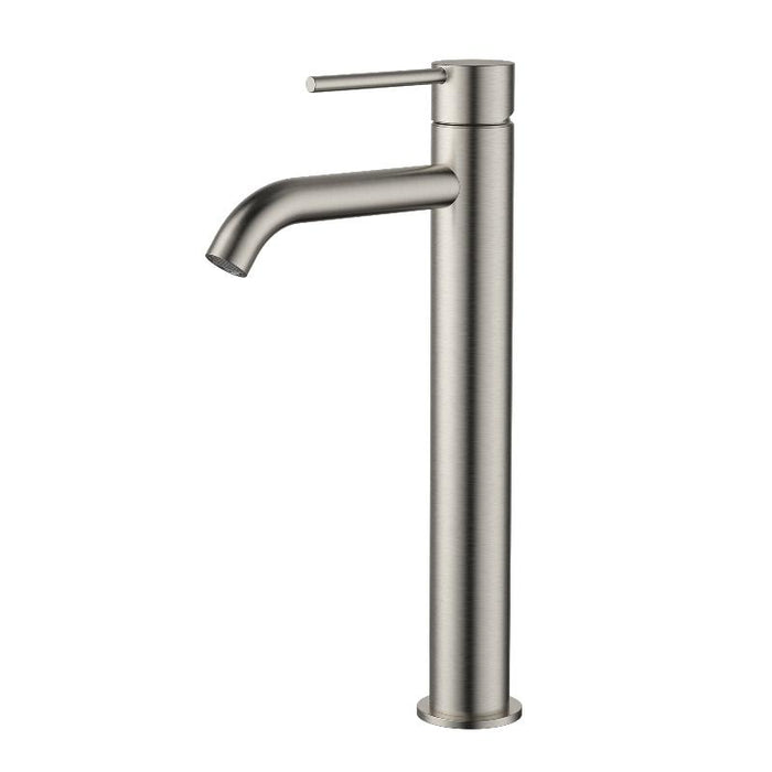 Star Mini Brushed Nickel Tall Basin Mixer - Curved Spout