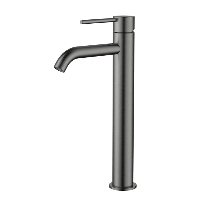 Star Mini Gun Metal Tall Basin Mixer - Curved Spout