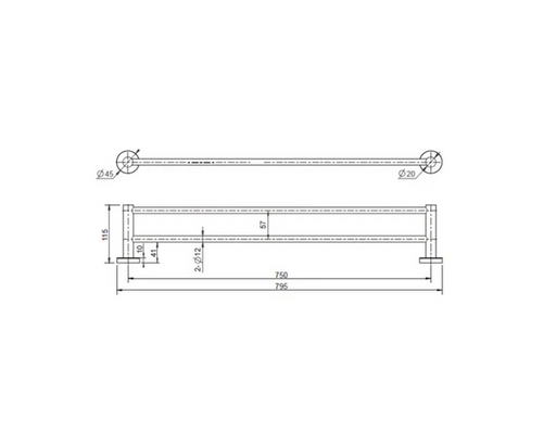 Mirage Gun Metal Grey 750 mm Double Towel Rail - Acqua Bathrooms