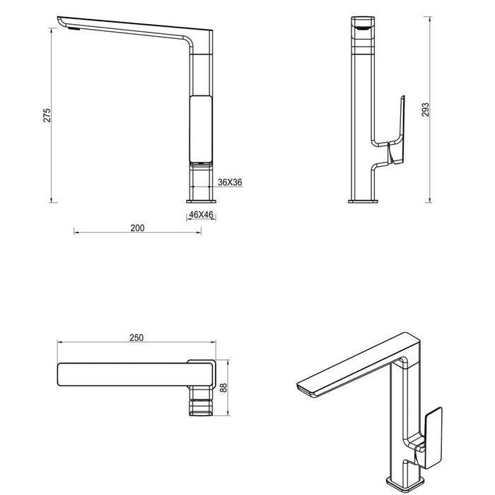 Tiago Matte Black Sink Mixer