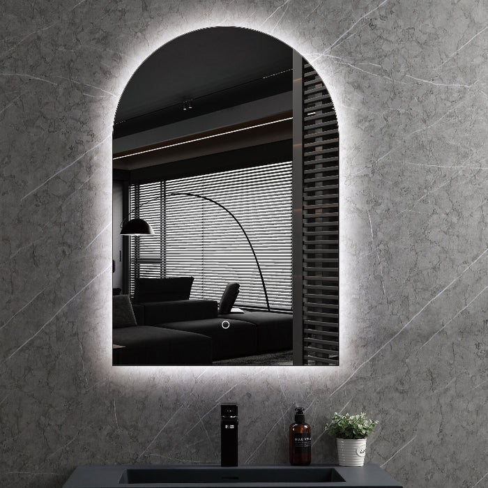 Arched 600 x 900mm Frameless LED Mirror - Three Light Temperatures