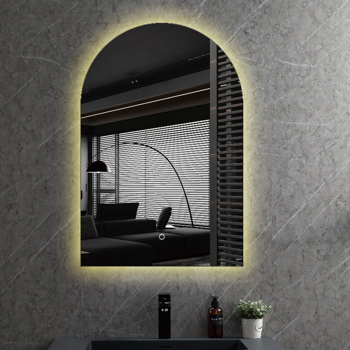 Arched 600 x 900mm Frameless LED Mirror - Three Light Temperatures