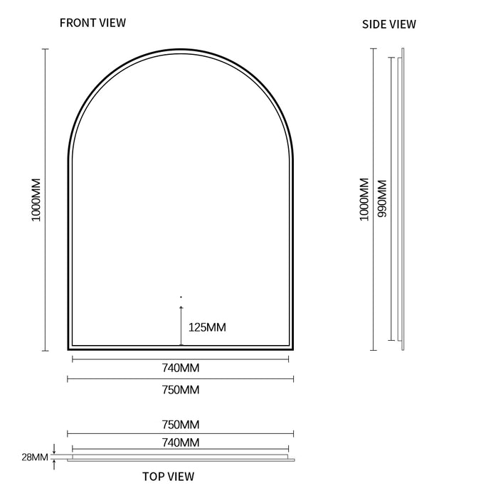 Indulge | Arched Touchless 750 x 1000mm Back-Lit Brushed Gold LED Mirror - Three Light Temperatures