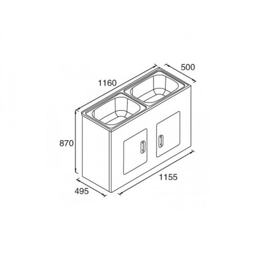 1160 x 500 x 870mm Laundry Tub 90L - Acqua Bathrooms