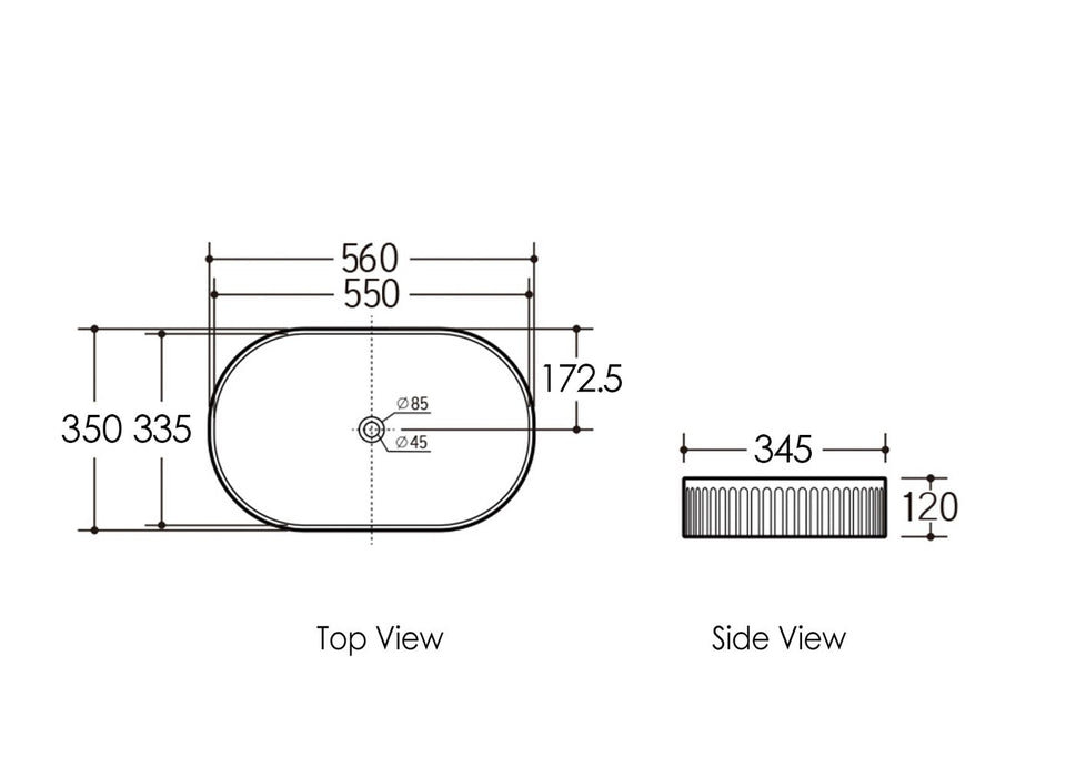 Otti Australia | Kensington Fluted Oval Above Counter Basin