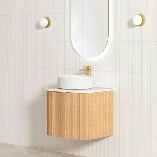 Otti | Bondi 600 Curved Woodland Oak Fluted Wall Hung Vanity - Acqua Bathrooms